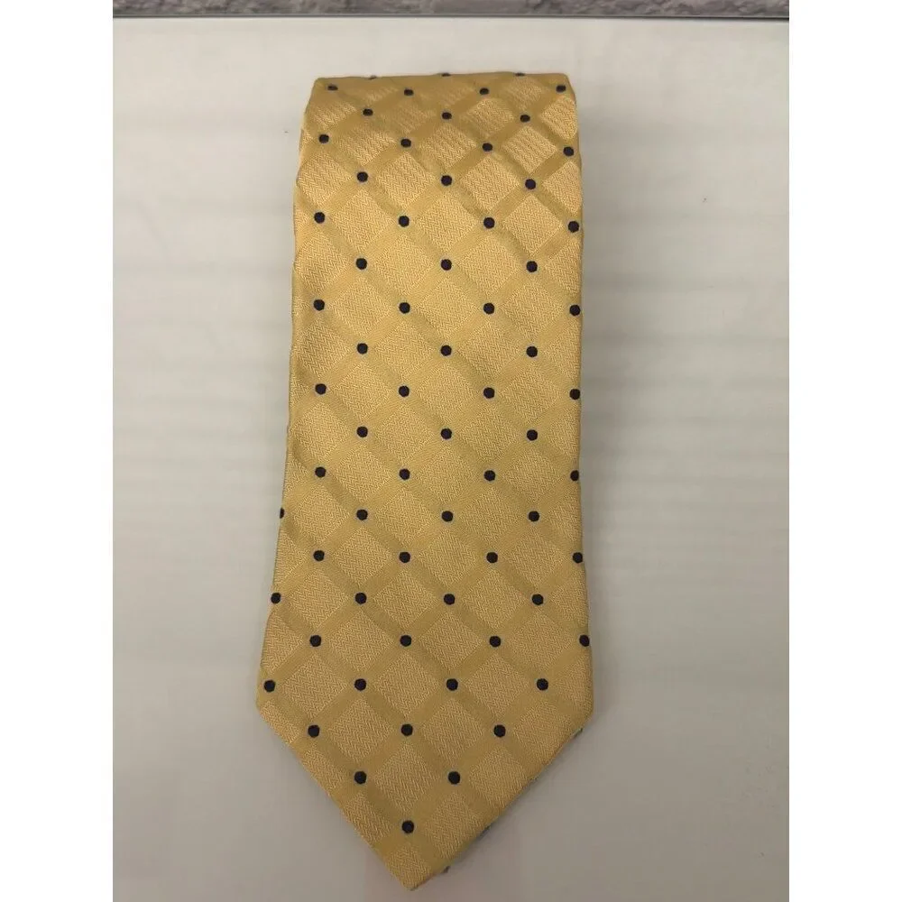 Tommy Hilfiger Yellow Blue Polka Dot Silk Men’s Necktie